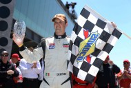 Peter Dempsey celebrates after winning the Freedom 100 at the Indianapolis Motor Speedway. (photo: USA TODAY Sports Images / Mark J. Rebilas)