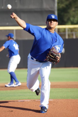 Roberto Osuna went 4 1/3 innings allowing three runs on five hits while walking none and striking out seven on 72-pitches.  His longest outing of the season with Class-A Dunedin. (EDDIE MICHELS/PHOTO)