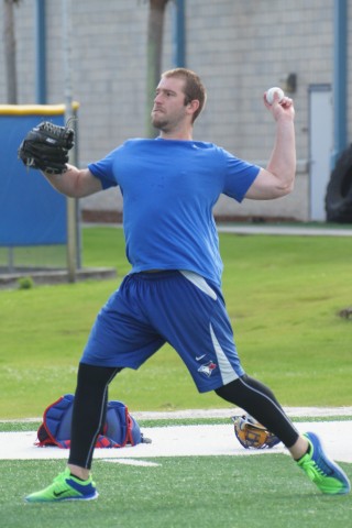 Toronto prospect John Anderson is in camp early at the Mattick Complex getting ready for spring training.  The lefty, a 28th round pick in 2008, looks to be making the roster for the Triple-A Buffalo Bison's this season. (EDDIE MICHELS/PHOTO)