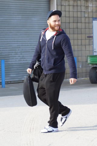 Newly acquired catcher Russell Martin arrives at the Blue Jays Mattick Complex in Dunedin on Tuesday February 10th.  Acquired as a free agent Martin signed a five-year $82-million contract with the team during the off season after spending two years with the Pirates.  Martin is a native of East York, Ont and now resides in Montreal, Quebec. (EDDIE MICHELS/PHOTO)