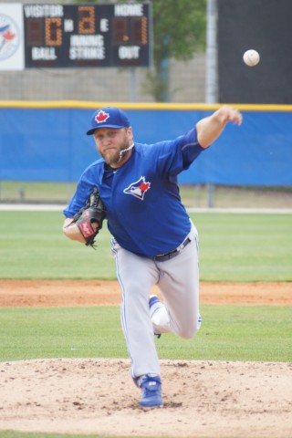 Toronto starter Mark Buehrle tossed six shutout innings on Tuesday in a minor league game at the team's Mattick Complex.  Buehrle allowed four hits walked none and struck out seven on a total of 78-pitches. (EDDIE MICHELS/PHOTO) 