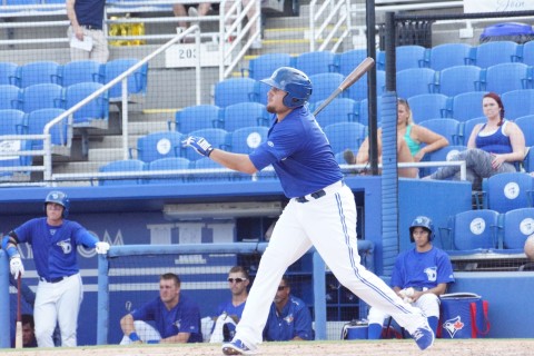 The Jay were rowdy in the 7-2 win over ft. Myers.  Rowdy Tellez that is. Getting the start at 1B, Tellez was 3 for 5 with 4 RBI a homer and 2 runs scored. (EDDIE MICHELS PHOTO)