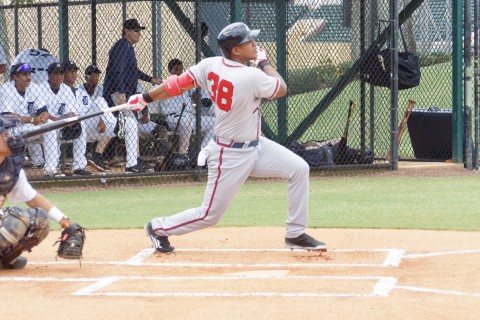 Braves third baseman Hector Olivera (strained right hamstring) went 0-2 during his first rehab assignment with the Rookie Level GCL Braves on Thursday.  Oliveria also played errorless ball at third handling two ground balls and one foul popup with no problems. (EDDIE MICHELS PHOTO)