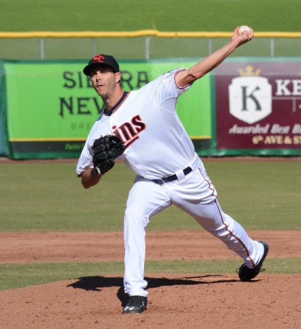 Minnesota Twins prospect Taylor Rogers was the winning pitcher for the Scottsdale Scorpions in Arizona Fall League championship game. (Buck Davidson photo)