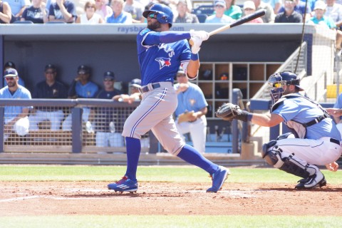 Kevin Pillar triples to right in second (EDDIE MICHELS PHOTO)