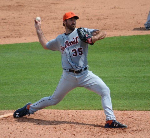 Detroit Tigers starting pitcher Justin Verlander was charged with three earned runs and he allowed seven hits in his 86-pitch outing against Philadelphia on Saturday. (photo Buck Davidson)