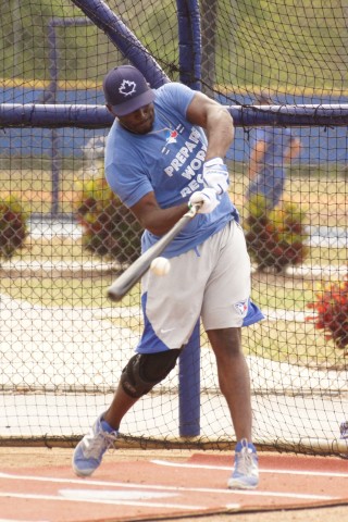 Anthony Alford Takes BP with No Problems (EDDIE MICHELS PHOTO)
