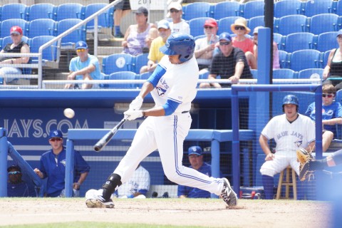 Prospect Derrick Loveless Homers to Right on the First Pitch He Sees in the 5th. (EDDIE MICHELS PHOTO) 